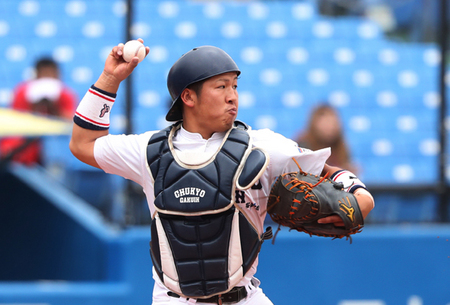 大学野球選手権で大会MVPに選ばれた中京学院大の山崎善隆