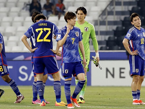 韓国に敗れ呆然とした表情のＵ－23日本代表の選手たち photo by Kyodo news
