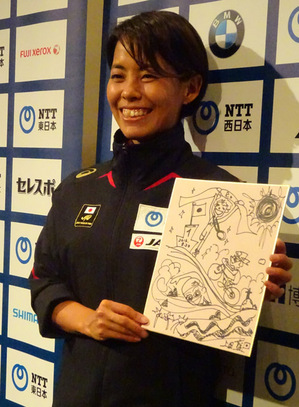 金メダルを取った瞬間のイメージを絵で表現した上田藍