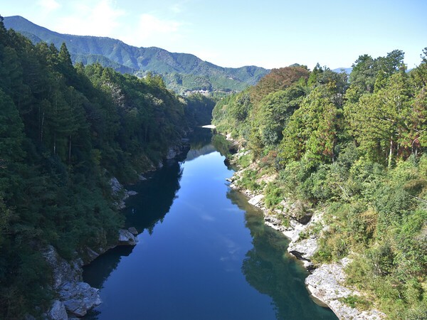 校舎のすぐ脇に流れる一級河川の宮川