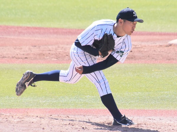最速151キロを誇る仙台大の渡邉一生　photo by Kikuchi Takahiro