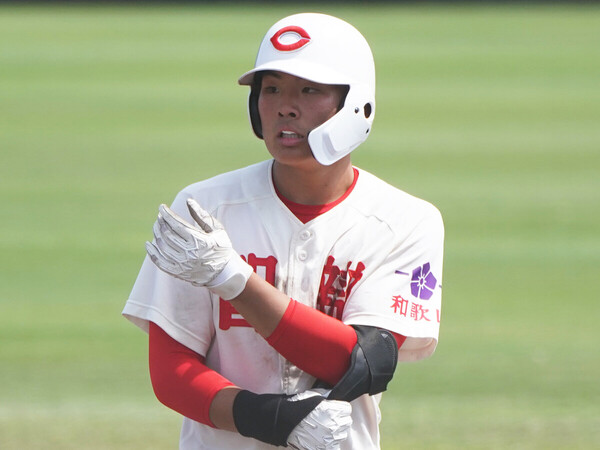 今春の練習試合で３打席連続本塁打を放った智辯和歌山・花田悠月　photo by Sankei Visual