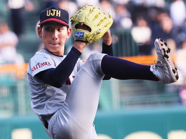 浦和実のエース・石戸颯汰　photo by Ohtomo Yoshiyuki