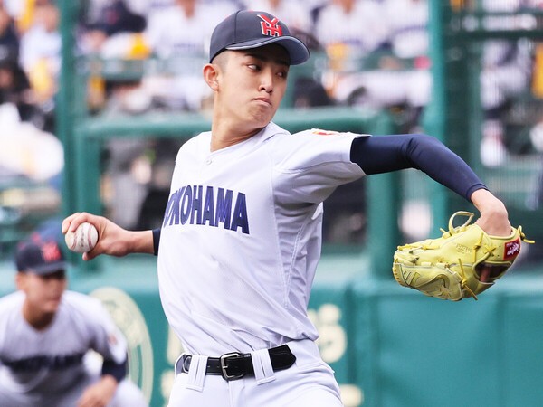 選抜での全５試合に先発した横浜・織田翔希　photo by Ohtomo Yoshiyuki
