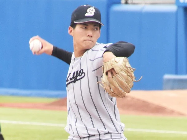 大学選手権で自己最速の153キロをマークした佛教大・赤木晴哉　photo by Kikuchi Takahiro