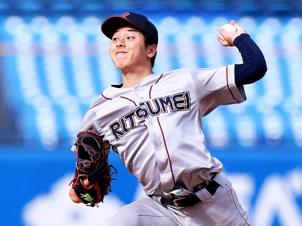 昨年秋の神宮大会で圧巻の投球を披露した立命館大・有馬伽久　photo by Sankei Visual