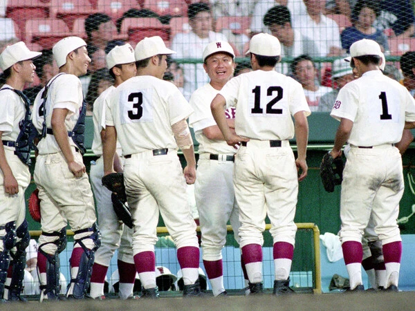 1996年、監督として初めて甲子園に出場した早実・和泉実監督　photo by Nikkan sports
