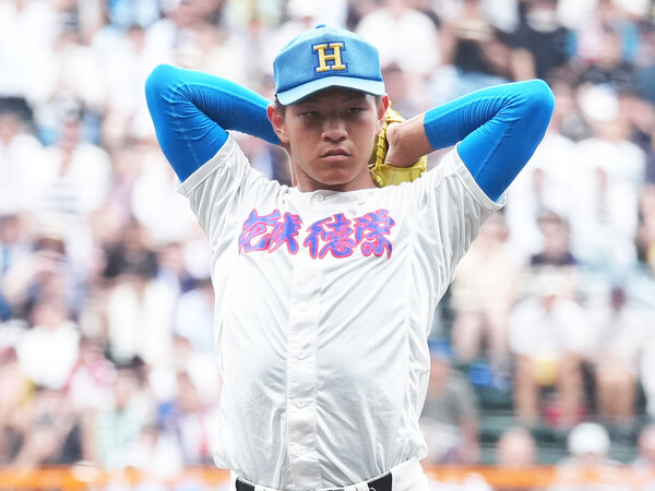 初戦敗退したが仙台育英を１失点に抑えた花咲徳栄・黒川凌大　photo by Ryuki Matsuhashi
