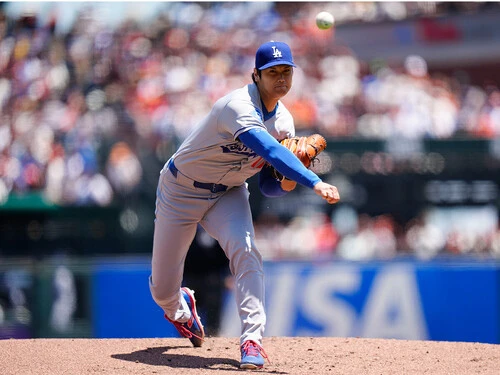 ７月12日のジャイアンツ戦に先発し勝利に貢献した大谷　photo by Getty Images