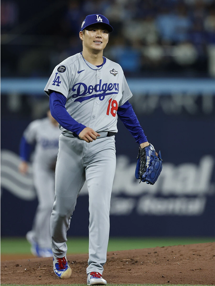 ワールドシリーズ第２戦で完投勝利を収めたドジャース山本由伸 photo by Getty Images