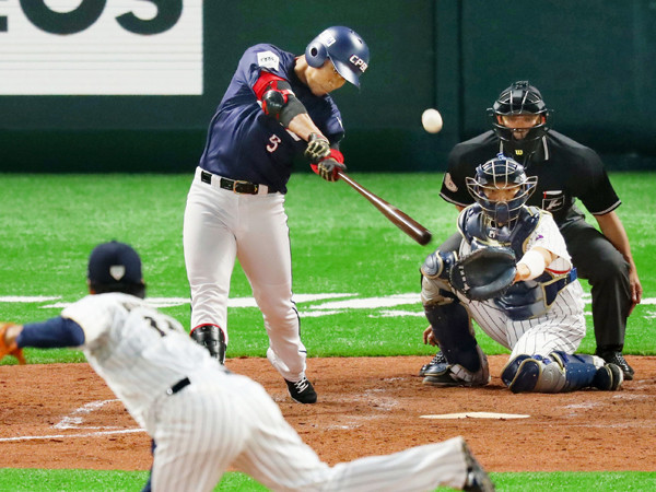 今年２月、侍ジャパンの壮行試合で則本昂大から本塁打を放った王柏融