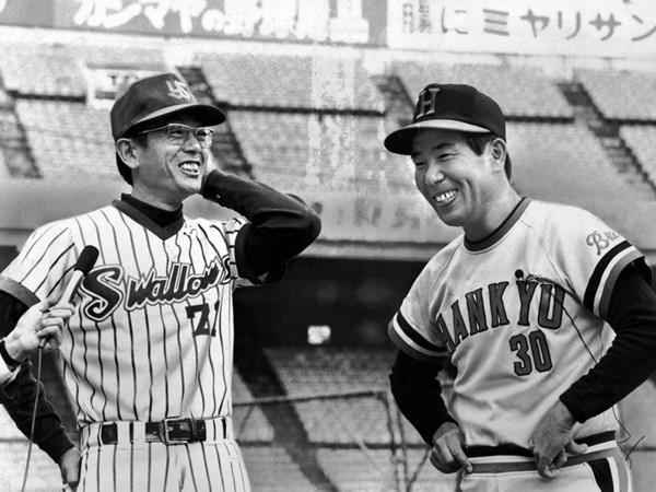 1978年に日本シリーズを戦った、ヤクルトの広岡達朗監督（左）と阪急の上田利治監督 photo by Sankei Visual