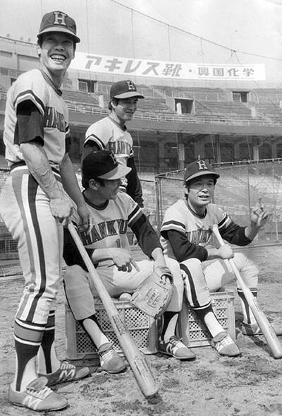 （左から）福本豊、山口高志、山田久志、加藤秀司　photo by Sankei Visual