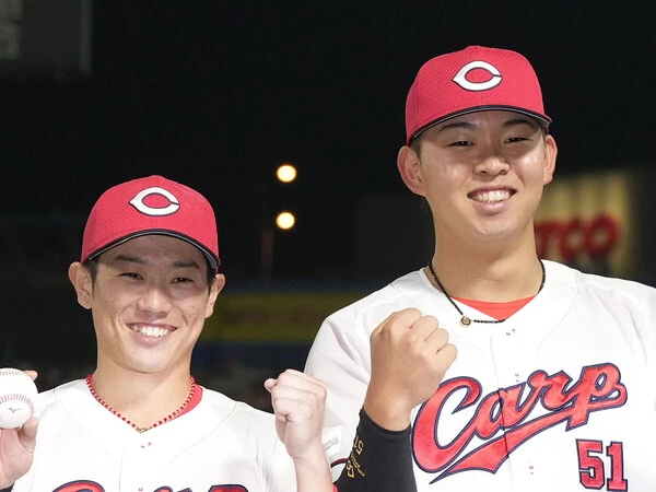 開幕からスタメンで活躍する、ルーキーの勝田成（左）と平川蓮　photo by Sankei Visual