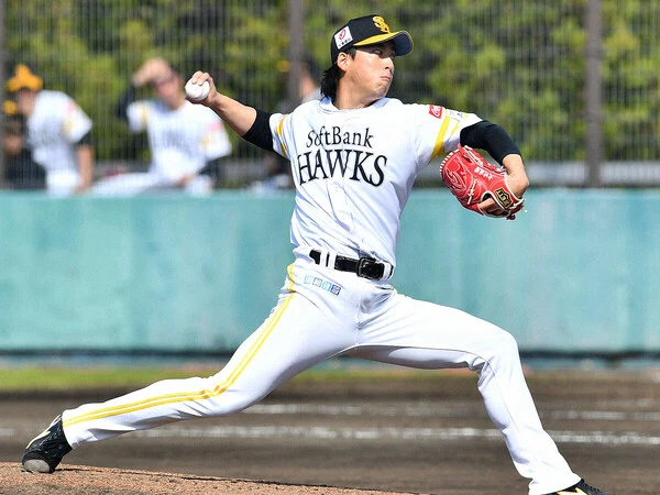 プロ５年目を迎えたソフトバンクの大竹風雅　photo by Nikkan sports