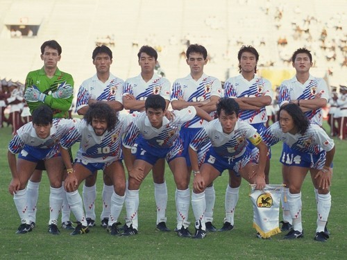1993年10月、アメリカＷ杯予選の日韓戦に臨んだ日本代表のメンバー　photo by AFLO