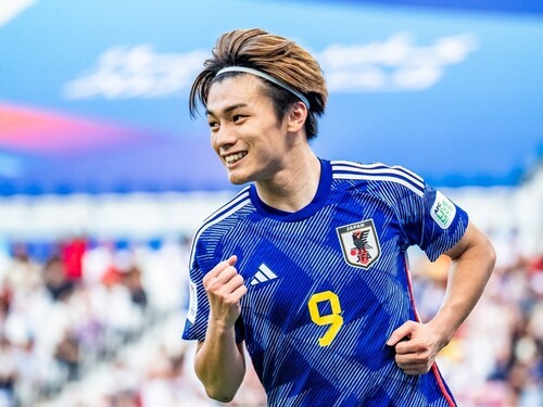 サッカー日本代表のバーレーン戦で３点目を決めた上田綺世 photo by Sano Miki