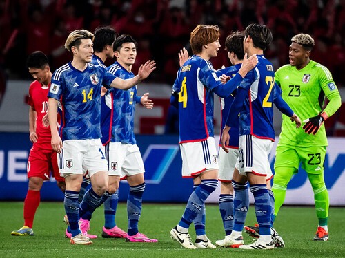 北朝鮮に１－０で勝利の収めた日本代表の選手たち photo by Sano Miki