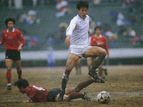1985年に国立競技場で行なわれたサッカー日本代表のメキシコＷ杯予選　photo by AFLO