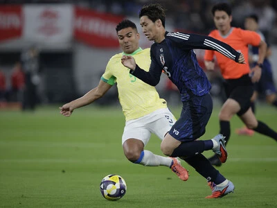 ブラジル戦で存在感のあるプレーを披露した鎌田大地 photo by Fujita Masato