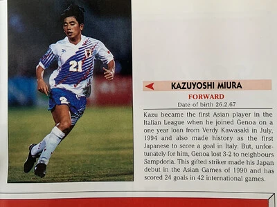 1995年の観戦プログラムで紹介された三浦知良。違う選手の写真が掲載されていた