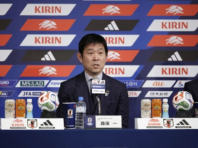 ワールドカップの日本代表メンバーを発表する森保一監督 photo by Masato Fujita