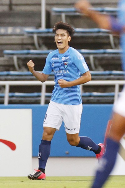 北海道コンサドーレ札幌戦でゴールを決めた22歳の一美和成（横浜FC）