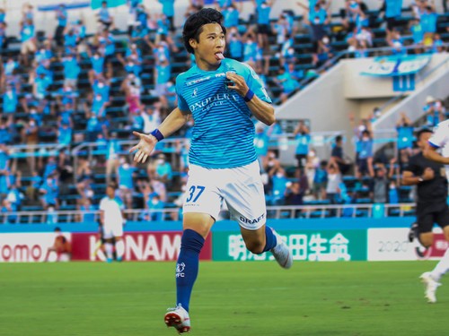 湘南ベルマーレ戦で２得点を決めた松尾佑介（横浜FC）