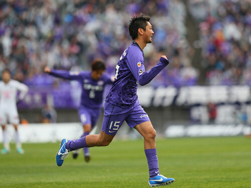 2012年、サンフレッチェ広島がJ1優勝を決めたセレッソ大阪戦で先制点を決めた髙萩洋次郎 photo by AFLO SPORT