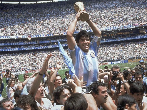 1982年スペイン大会から1994年アメリカ大会まで４回Ｗ杯に出場したディエゴ・マラドーナ