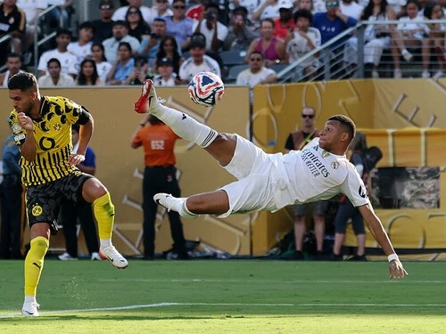 準々決勝ドルトムント戦でゴールを決めたキリアン・エムバペ（レアル・マドリード） photo by Reuters／AFLO