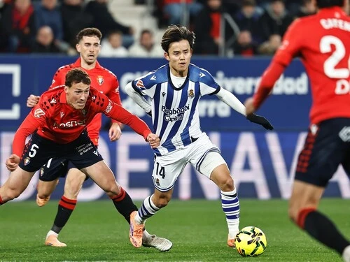 オサスナ戦は途中出場でプレーした久保建英photo by Mutsu Kawamori／MUTSUFOTOGRAFIA