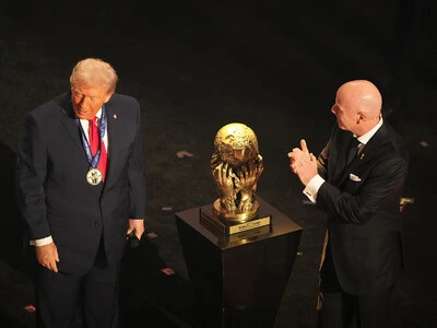 ワールドカップ抽選会の主役だったドナルド・トランプ大統領とジャンニ・インファンティーノFIFA会長 photo by Kazuhito Yamada/Kaz Photography