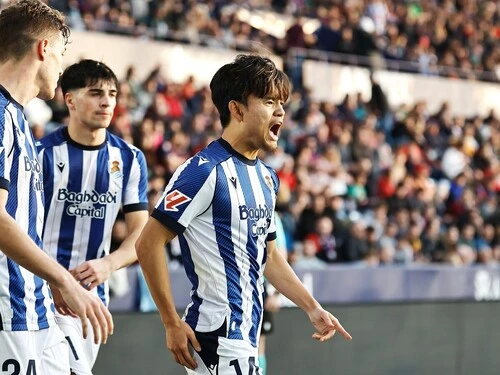 レバンテ戦で今季２ゴール目を挙げた久保建英photo by Mutsu Kawamori／MUTSUFOTOGRAFIA