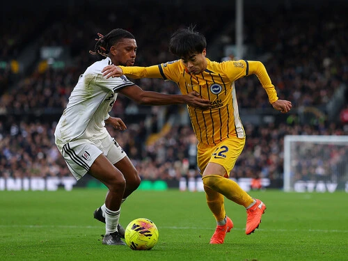 前節フルハム戦にフル出場した三笘薫（ブライトン） photo by AFLO