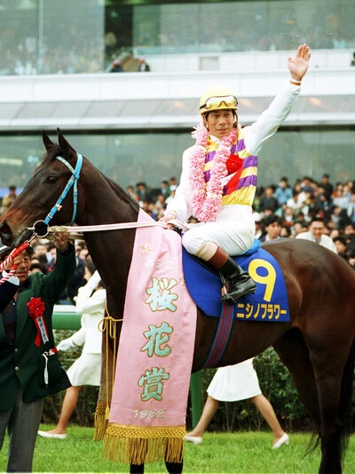1992年の桜花賞を制したニシノフラワー　photo by Sankei Visual