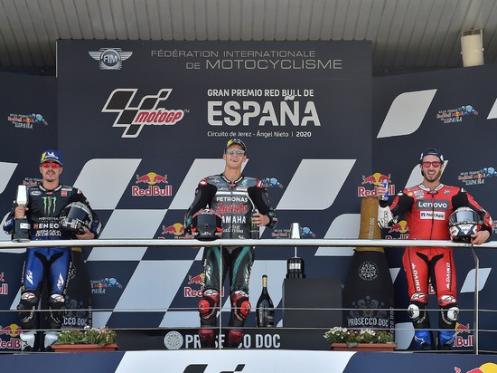 MotoGP初戦となったスペインGPの表彰の様子