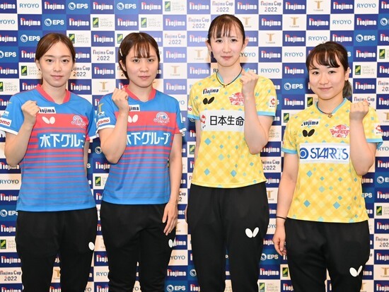 Tリーグを盛り上げる（左から）石川佳純、平野美宇、早田ひな、伊藤美誠