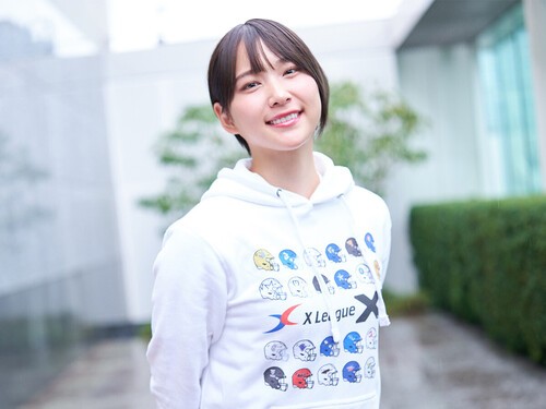 アメフト愛を胸に、Xリーグを盛り上げる活動に尽力する姫子さん　photo by Murakami Shogo