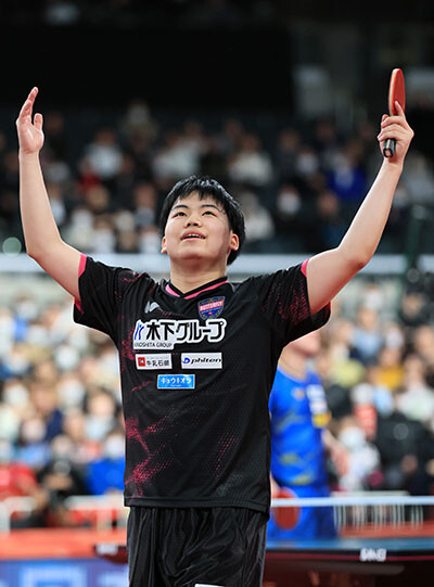 準決勝で張本智和を下すなど、全日本選手権で初優勝を果たした松島輝空　photo by Kishimoto Tsutomu