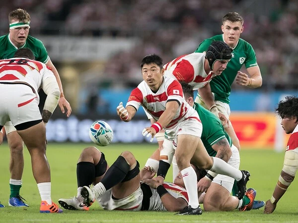 ラグビーW杯2019のアイルランド戦で日の丸を背負う田中史朗　photo by Tanimoto Yuuri