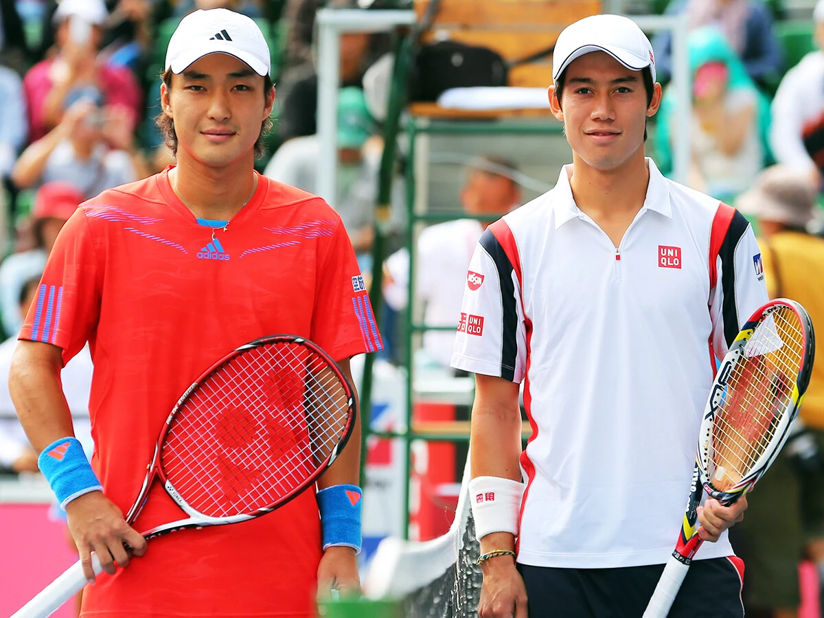 2012年のジャパンオープンで対戦した添田豪氏と錦織圭　photo by AFLO