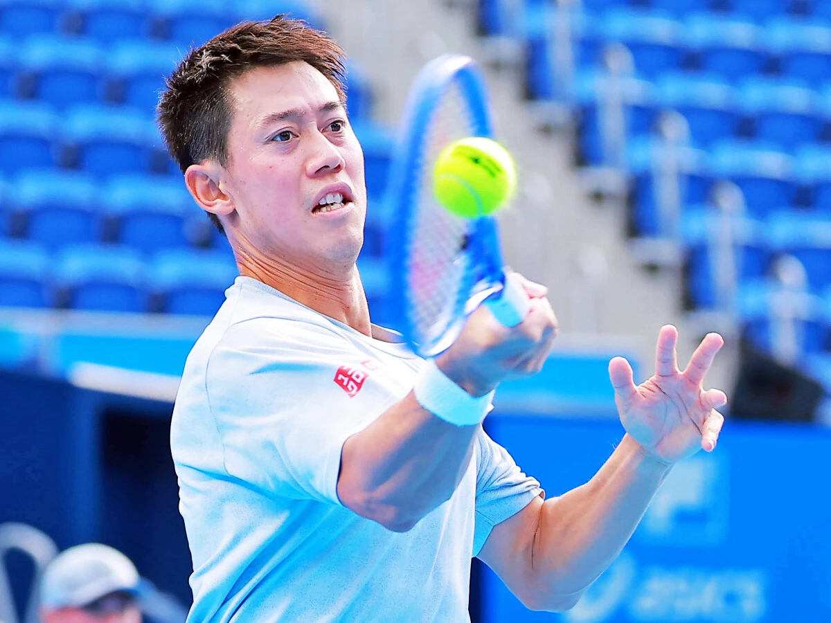 ジャパンオープン初戦に向けて練習に励む錦織圭　photo by スポーツ報知/AFLO