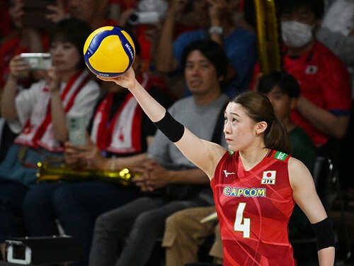 敗れたアメリカ戦で日本最多の13得点を決めた石川真佑photo by MATSUO.K/AFLO SPORT