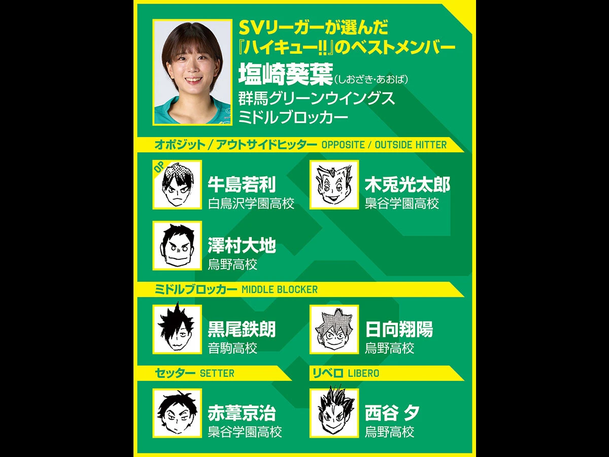 【ハイキュー‼×SVリーグ】群馬の塩崎葵葉は『ハイキュー‼』ベストメンバーにも選んだ木兎光太郎の言葉に「共感できます！」