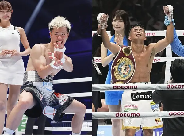 キックボクシングからボクサーに転向して活躍する那須川（左）と武居 photo by Kyodo News
