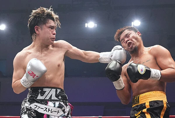 相手を左フックで沈めた２月の復帰戦　photo by Naoki Fukuda