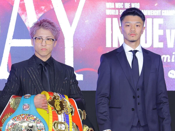 ３月６日に記者会見を行なった井上尚弥（左）と中谷潤人 photo by Sankei Visual