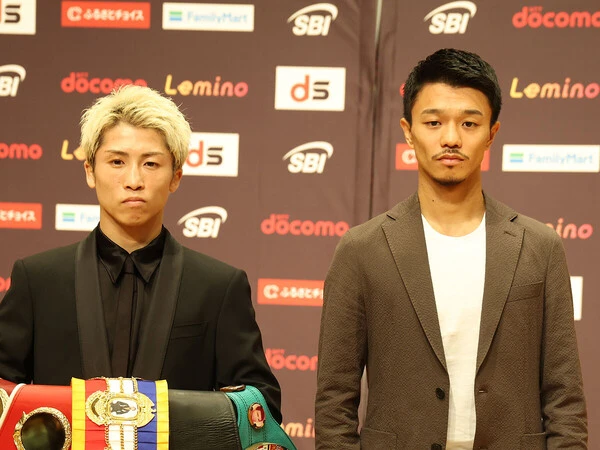 ４月30日、会見を行なった井上尚弥と中谷潤人 photo by Naoki Kitagawa