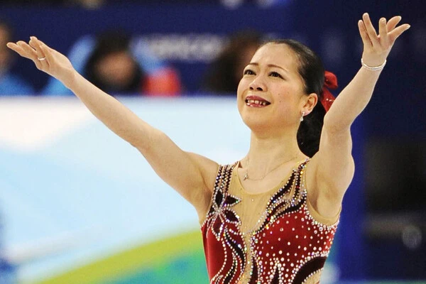 2010年バンクーバー五輪のフリー演技後、涙を流した鈴木明子 photo by Kyodo News